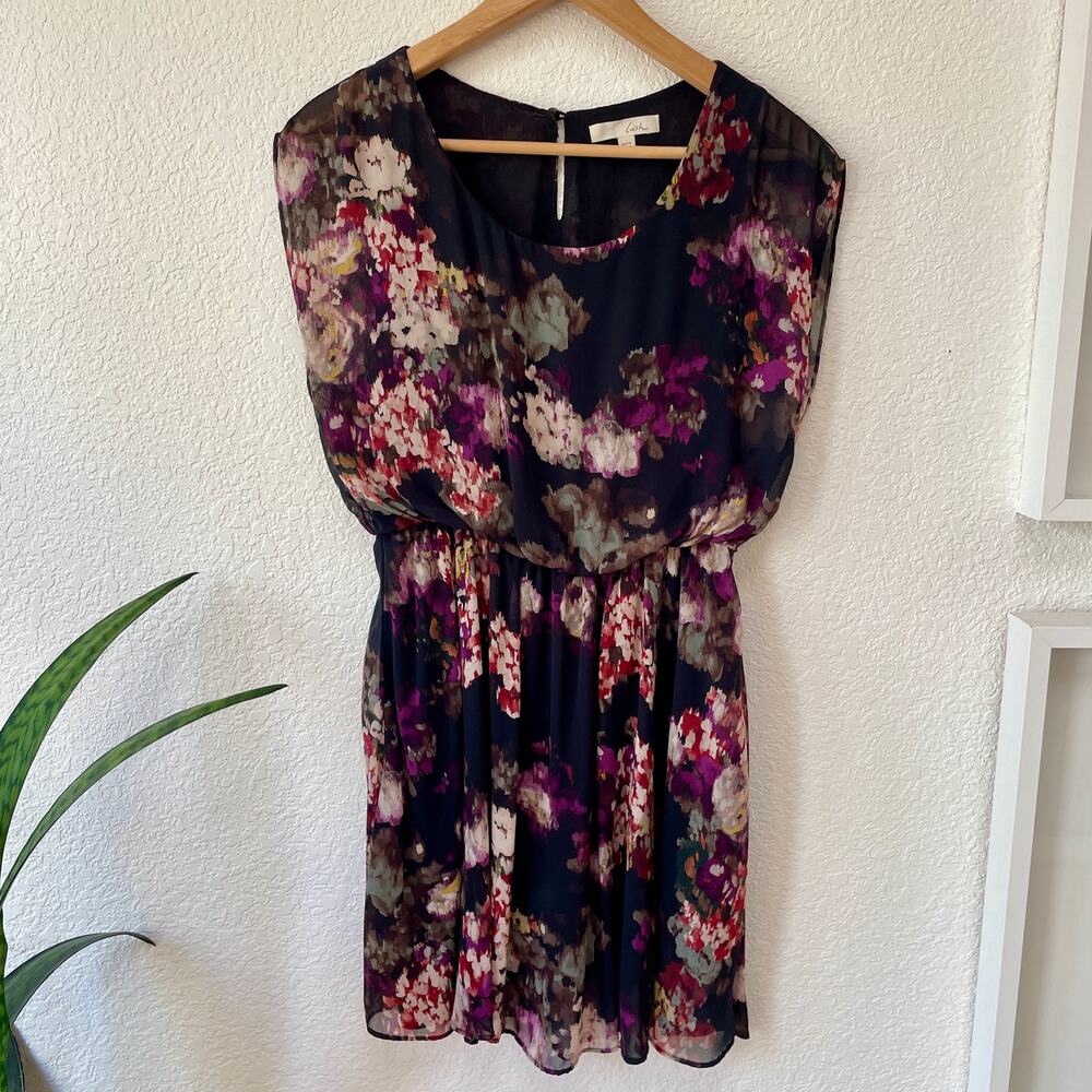 Lush Floral Mini Dress Size Small Cape Sleeves